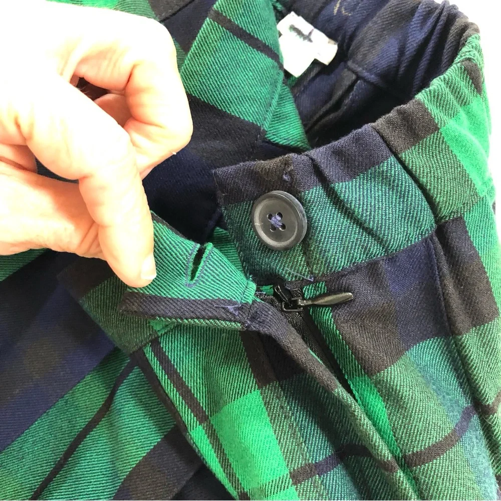 Aerie Green Navy Plaid Pleated Mini Skirt Small